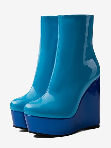 Bottines compensées bleues à plateforme et bout rond - milanoo.com - Modalova