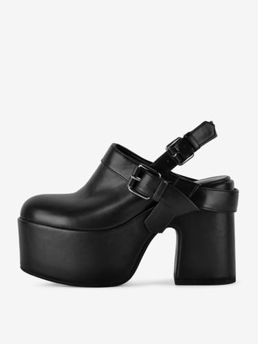 Sabots noirs à talons hauts plateforme bout rond et boucle - milanoo.com - Modalova
