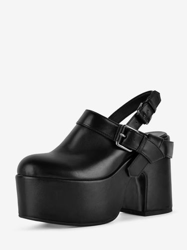 Sabots noirs à talons hauts plateforme bout rond et boucle - milanoo.com - Modalova