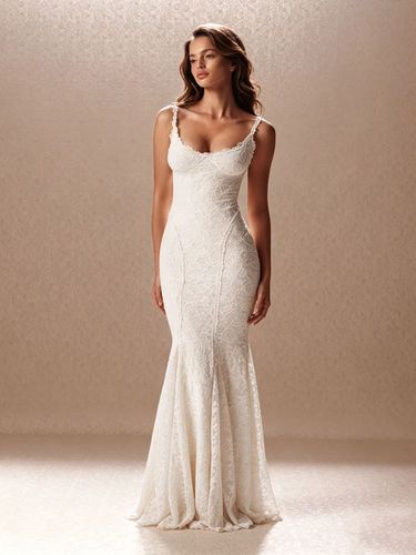 Robe de soirée sirène en dentelle à bretelles spaghetti robe de mariée dos corset coupe ajustée - milanoo.com - Modalova