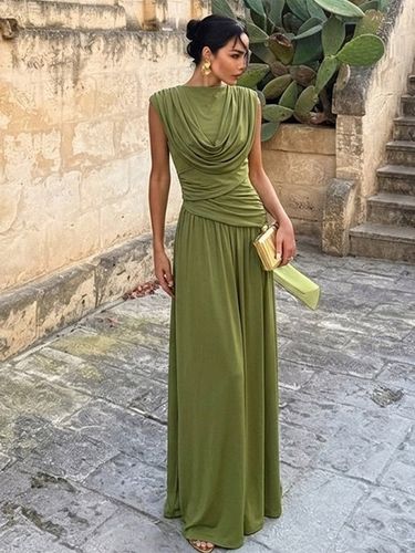 Robe de soirée maxi à col rond sans manches et dos nu élégante et semi-formelle - milanoo.com - Modalova