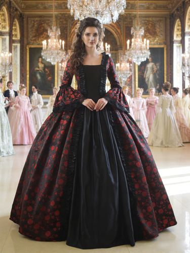 Déguisement Vintage Robe Gothique Costume Marie Antoinette Fleurie Dentelle Du 18ème Siècle - milanoo.com - Modalova