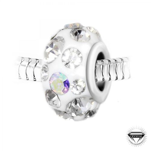 Charm perle blanc pavé de cristaux et acier par SC Crystal - So Charm Bijoux - Modalova