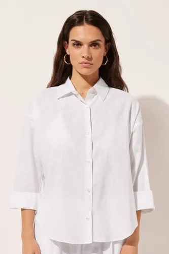 Cropped Linen and Viscose Shirt Woman Size S - Calzedonia - Modalova