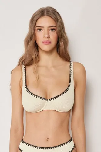 Balconette Swimsuit Top Bicolor Embroidery Woman Size 5 - Calzedonia - Modalova