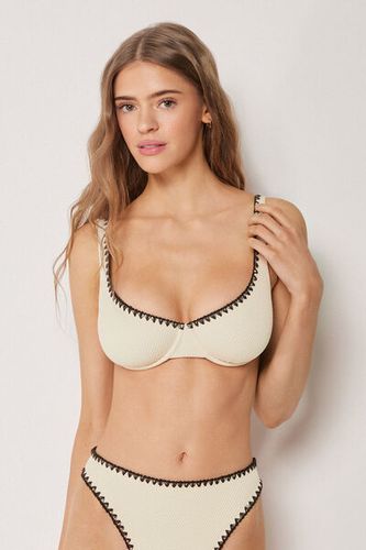 Balconette Swimsuit Top Bicolor Embroidery Woman Size 5 - Calzedonia - Modalova
