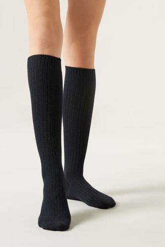 Long Ribbed Wool and Cashmere Socks Woman Size TU - Calzedonia - Modalova