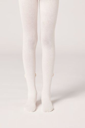 Girls’ Ribbed Cotton Tights with Bow Girl Size 6-8 - Calzedonia - Modalova