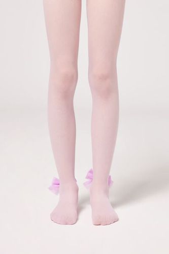 Girls’ 30 Denier Tulle Tights with Bow Girl Pale Pink Size 8-10 - Calzedonia - Modalova