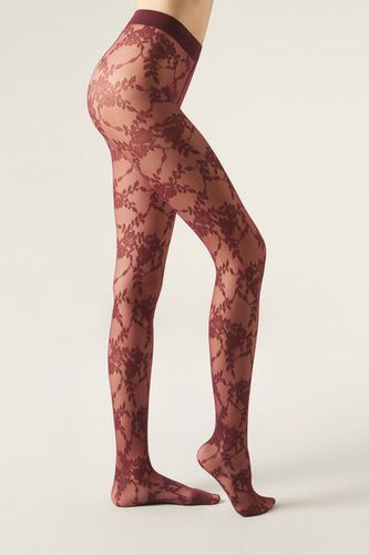 Floral Tulle Tights Woman Red Size 3/4 - Calzedonia - Modalova