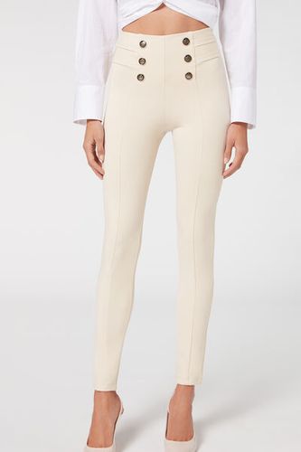 Skinny Shaping Leggings with Buttons Woman White Size S - Calzedonia - Modalova