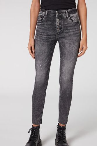 Super Skinny Buttoned Jeans Woman Dark Grey Size M - Calzedonia - Modalova