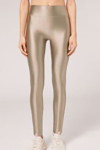 Super Shiny Satin Leggings Woman Metallic Size S - Calzedonia - Modalova