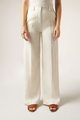 Linen and Eco Lyocell Palazzo Pants Woman Ivory Size S - Calzedonia - Modalova