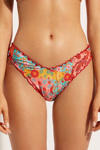 Floral High-Cut Brazilian Swimsuit Bottom Alicante Woman Size 4 - Calzedonia - Modalova