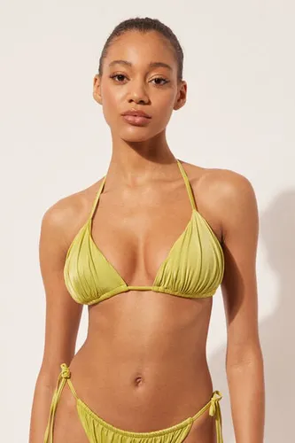 Removable Padding Triangle Swimsuit Top Shiny Satin Woman Yellow Size 1 - Calzedonia - Modalova