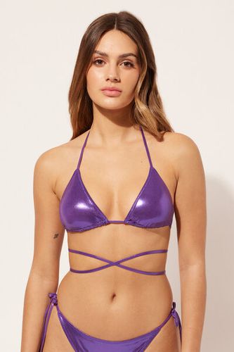 Removable Padding Triangle Swimsuit Top Metallic Skin Woman Violet Size 3 - Calzedonia - Modalova
