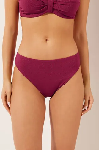 High-Waisted Brazilian Bikini Bottoms Classy Piquet Woman Burgundy Size XL - Calzedonia - Modalova