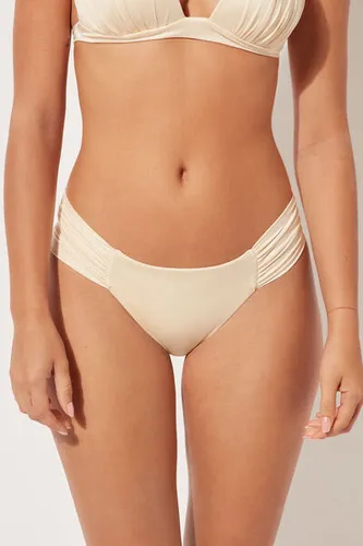 Draped Brazilian Swimsuit Bottom Shiny Satin Woman White Size L - Calzedonia - Modalova