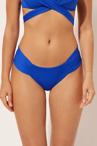 Draped Brazilian Swimsuit Bottom Indonesia Woman Blue Size L - Calzedonia - Modalova
