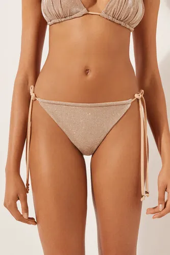 Brazilian String Swimsuit Bottoms Golden Glitter Woman Metallic Size L - Calzedonia - Modalova
