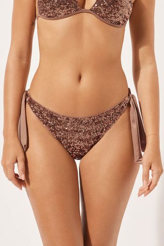 Side-Tie Swimsuit Bottoms Glowing Surface Woman Brown Size L - Calzedonia - Modalova