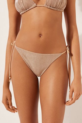 Thong Bikini Bottoms Golden Glitter Woman Metallic Size S/M - Calzedonia - Modalova