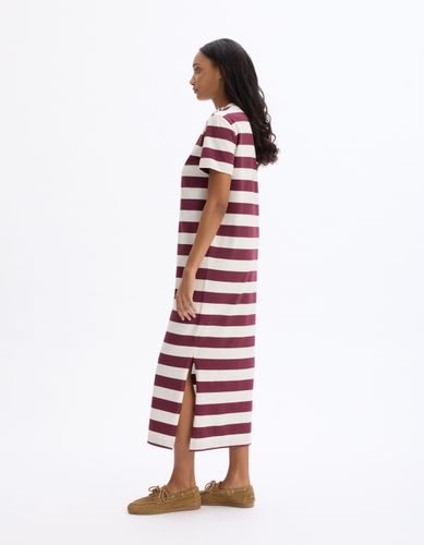 Robe longue boutonnée à rayures - bordeaux - celio - Modalova