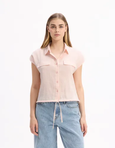 Chemisier en voile de coton sans manche - rose - celio - Modalova