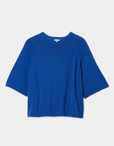 Pull manches courtes à col rond 100% coton - bleu électrique - celio - Modalova