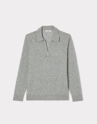 Pull en laine mérinos cachemire à col V - gris clair - celio - Modalova