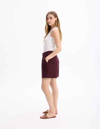 Short en lin - bordeaux - celio - Modalova