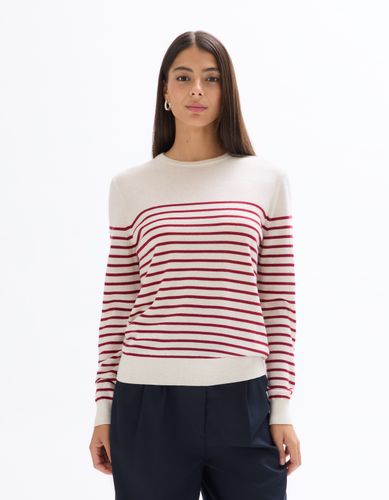 Pull 100% laine mérinos à rayures - rouge - celio - Modalova