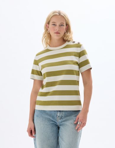 T-shirt boutonné à rayures - celio - Modalova