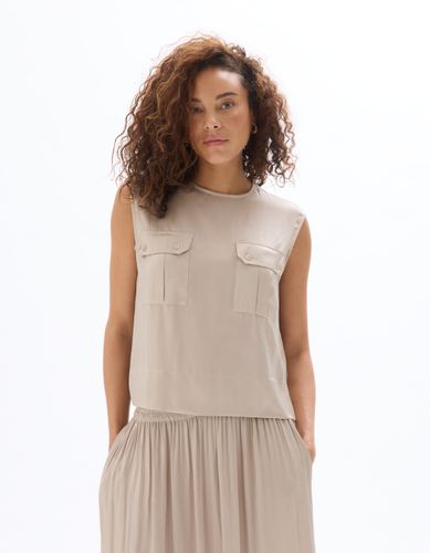 Blouse en satin sans manches - beige - celio - Modalova