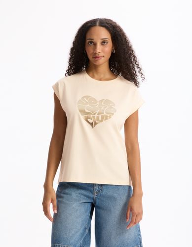 T-shirt imprimé texturé sans manches - beige - celio - Modalova