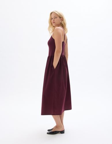 Robe bi-matière - bordeaux - celio - Modalova