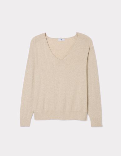 Pull doux à col V - beige clair - celio - Modalova