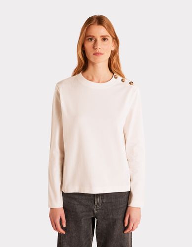 T-shirt boutonné à manches longues - écru - celio - Modalova