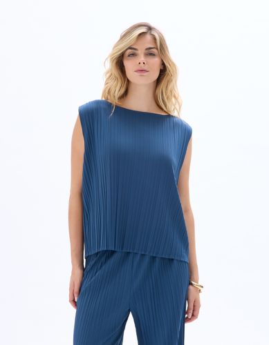 Haut ensemble maille plissée - bleu - celio - Modalova