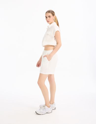Short en gaze de coton - blanc - celio - Modalova