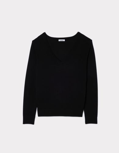 Pull en maille fine col V - noir - celio - Modalova