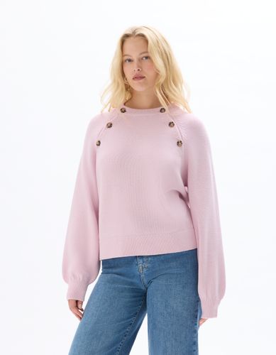 Pull col rond avec boutons décoratifs - rose - celio - Modalova