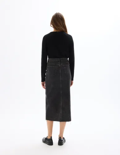 Jupe en denim avec fente - gris foncé - celio - Modalova