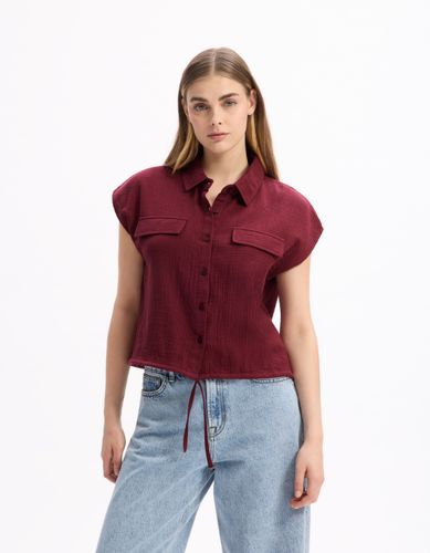 Chemisier en voile de coton sans manche - violet - celio - Modalova