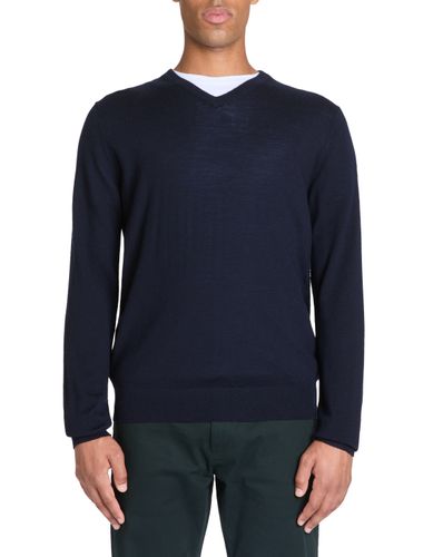 Pull col V 100% laine mérinos - marine - camaieu - Modalova