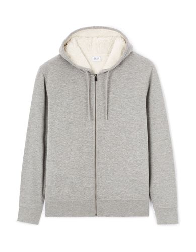 Sweat zippé à capuche coton mélangé - gris chiné - camaieu - Modalova