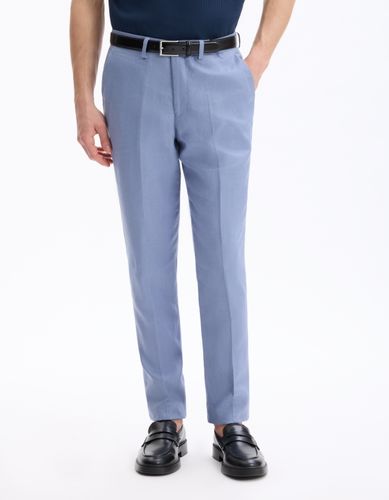Pantalon de costume slim 100% lin - bleu - camaieu - Modalova