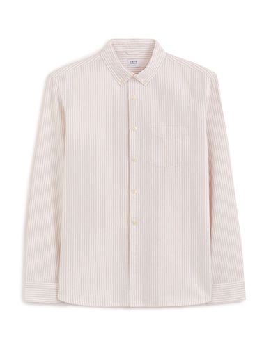 Chemise regular en coton oxford - beige - camaieu - Modalova