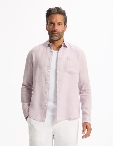 Chemise regular 100% lin - parme - camaieu - Modalova
